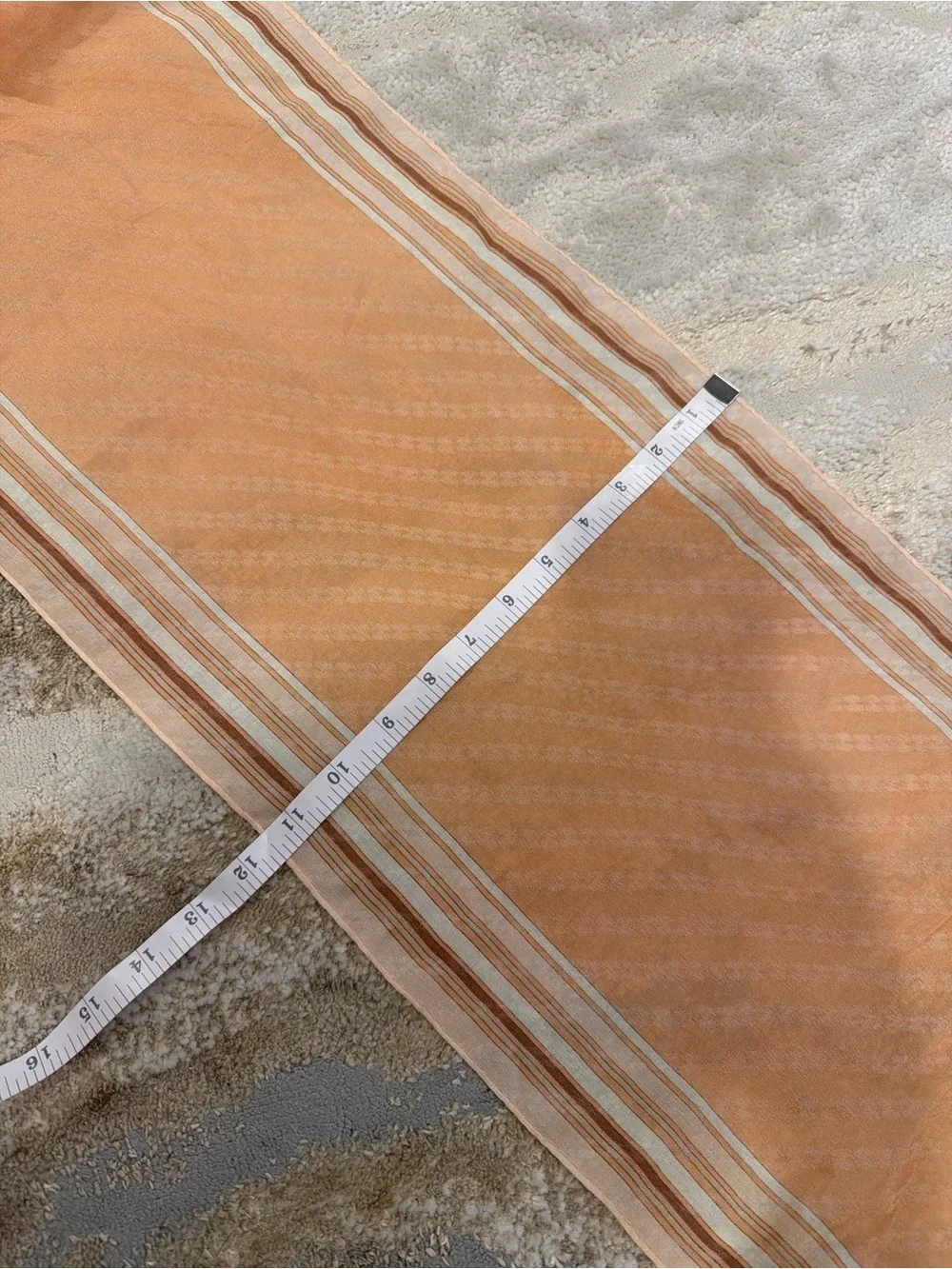 Vintage Halston III 100% Silk Long Scarf Peach Jacquard Made Japan 54 x 11.5